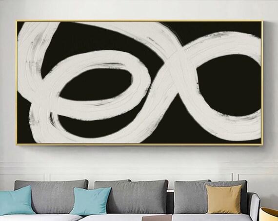 Black White Oil Painting Black White Minimalist Abstract Painting For Textured Wall Art For Black White Wall Art For White Textured Painting