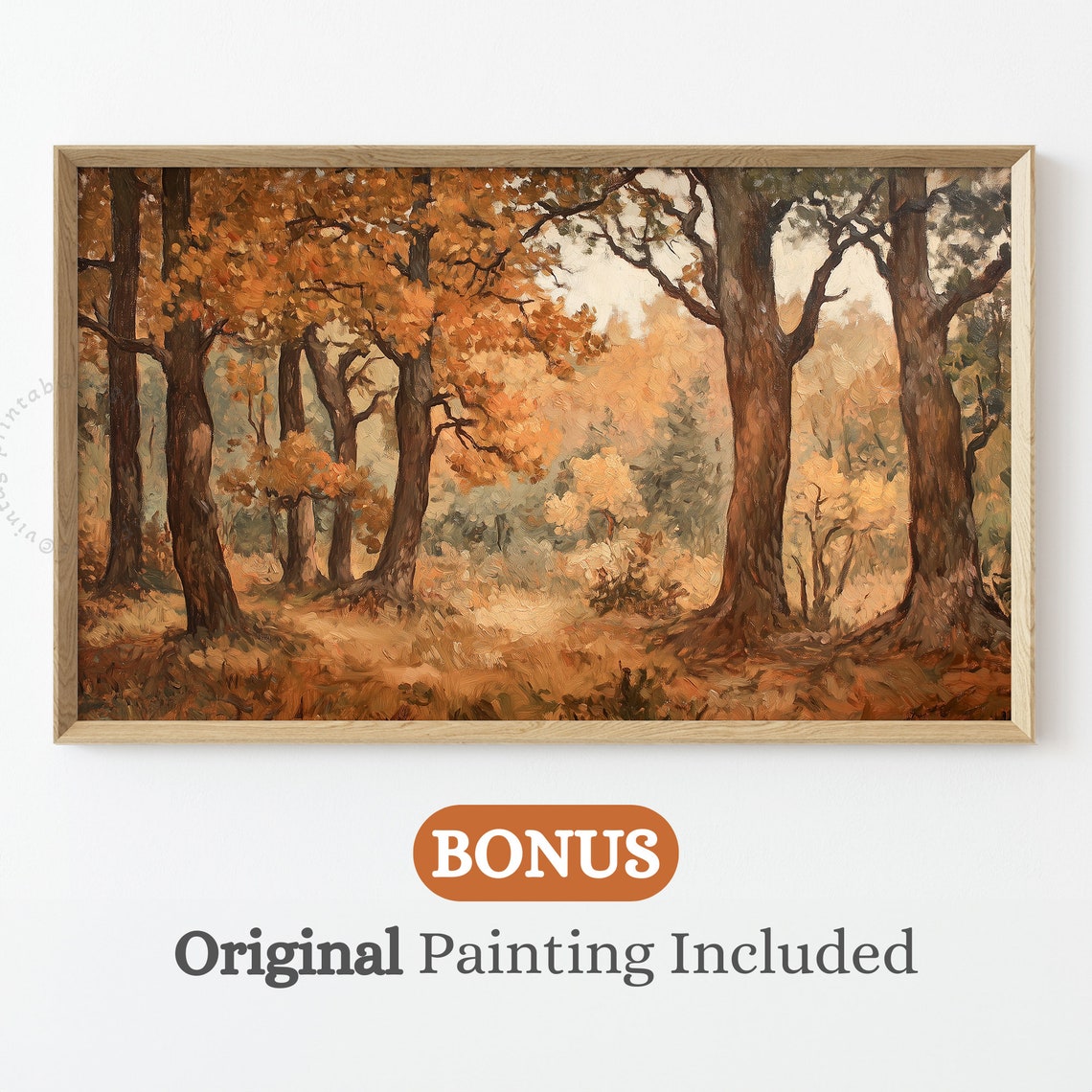 Three Cute Ghosts Autumn Forest Fall Foliage Whimsical Poster - Image 2