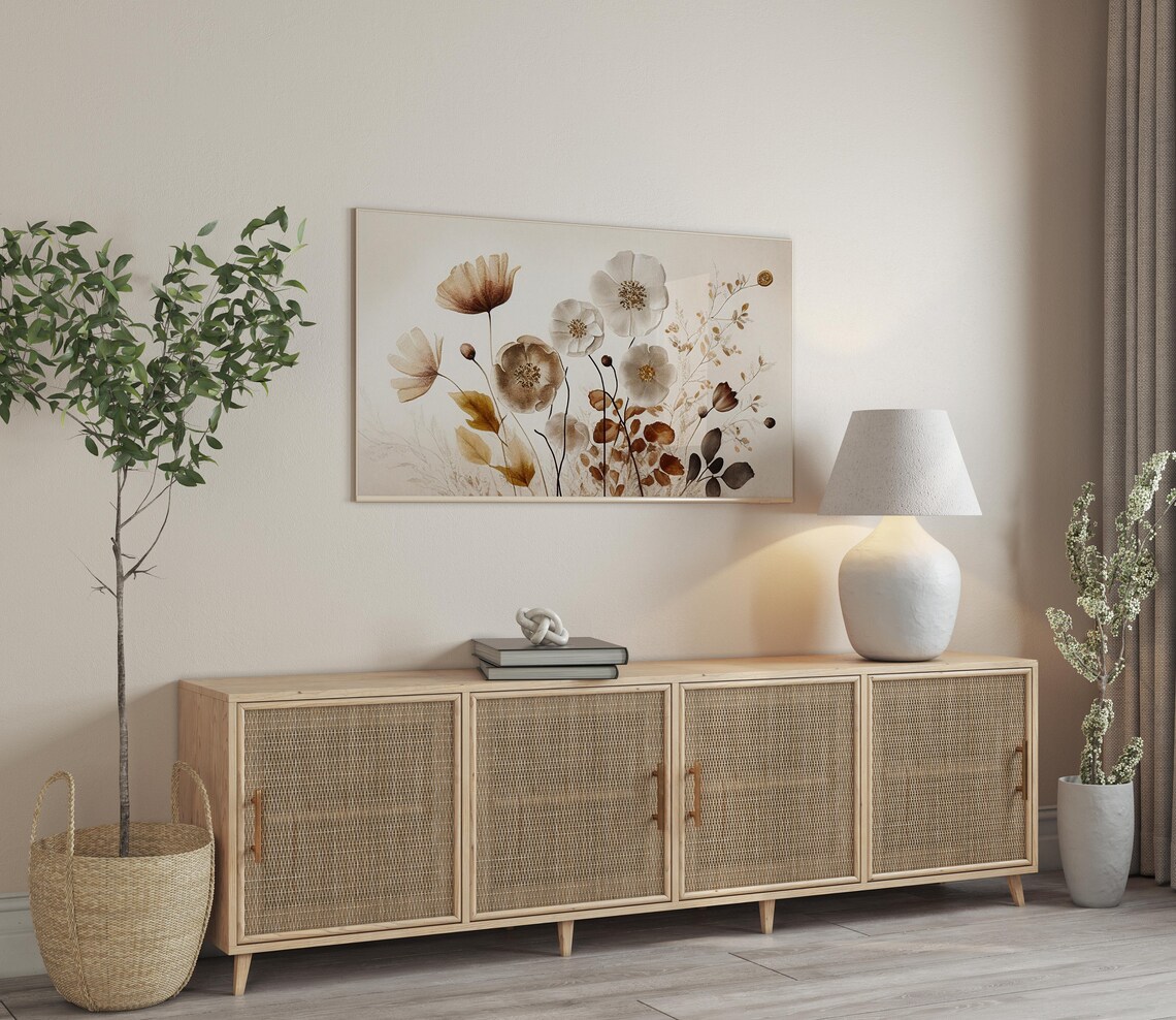Fall Wildflowers Neutral Autumn Art Print - Image 2