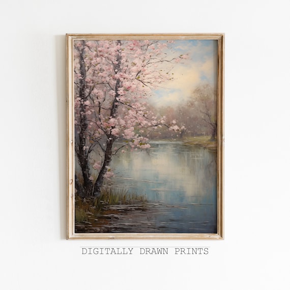 Moody Spring Field Landscape Vintage Art Print