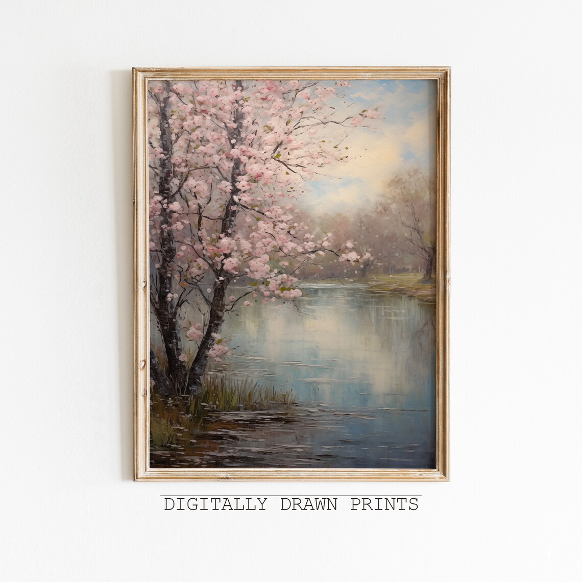 Moody Spring Field Landscape Vintage Art Print