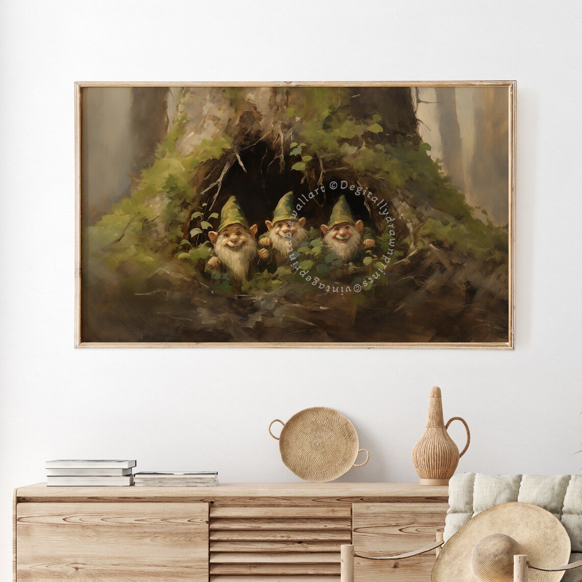 Vintage Saint Patrick Frame Tv Art Antique Oil Painting Of Clovers Abstract Farmhouse For Tv St Patrick Shamrock Painting Art - Image 3