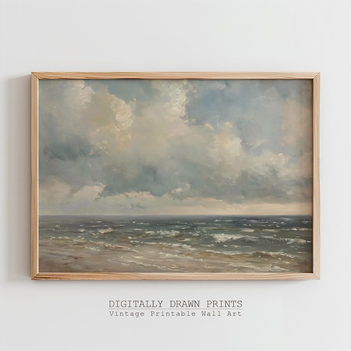 Moody Stormy Seascape Rolling Clouds Dark Waves Vintage Ocean Art Poster