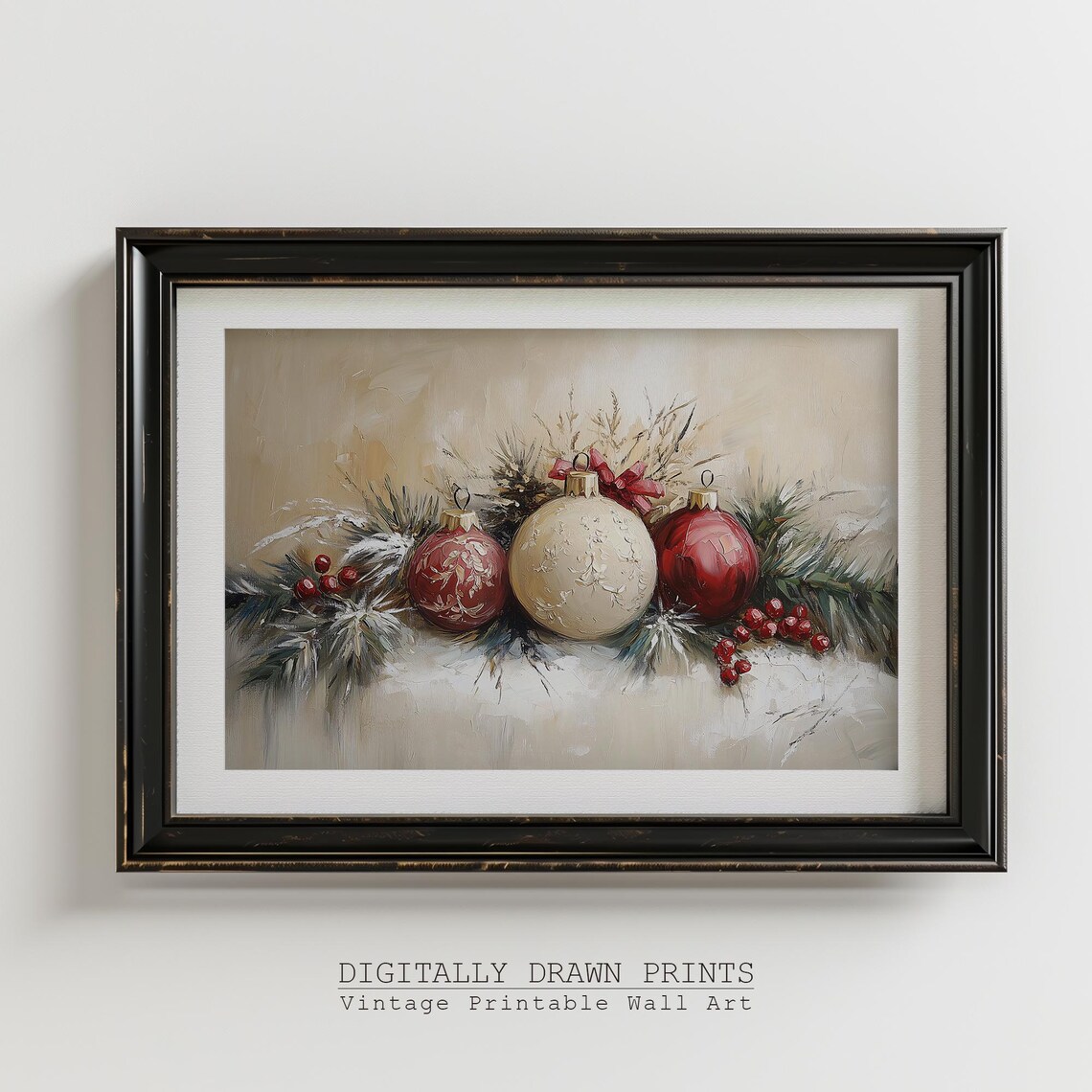 Christmas Ornament Still Life Rustic Holiday Art Print - Image 4