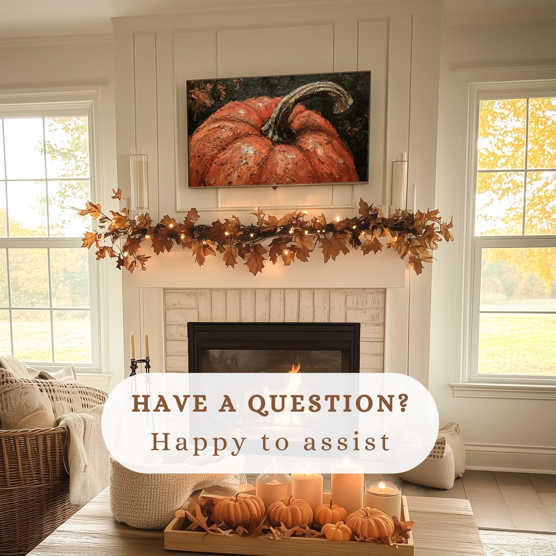 Textured Orange Pumpkin Rustic Harvest Fall Still Life Oil Poster - Image 3