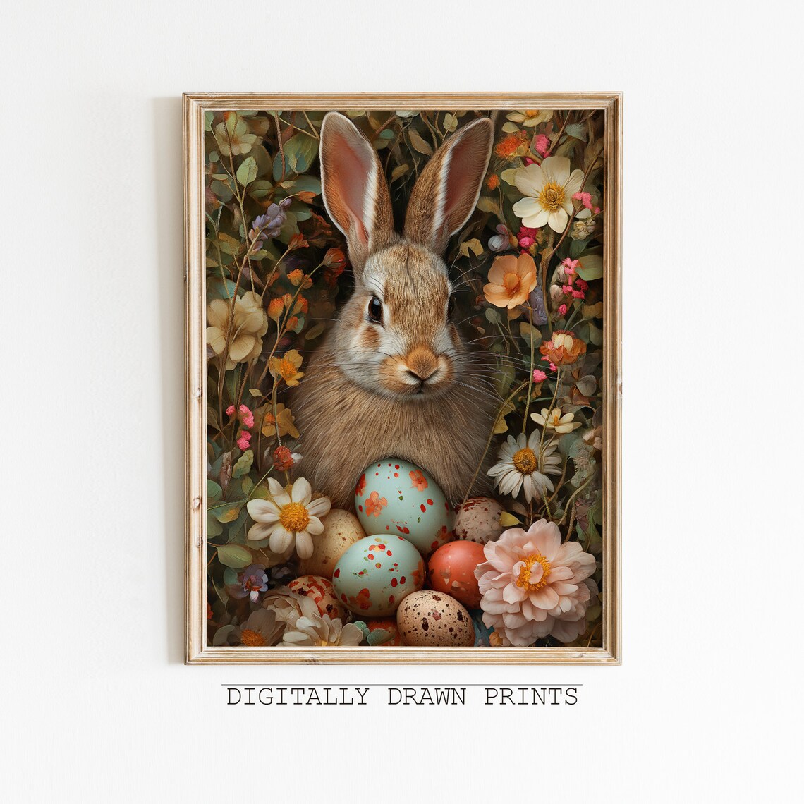 Vintage Easter Bunny Oil Painting Art Print