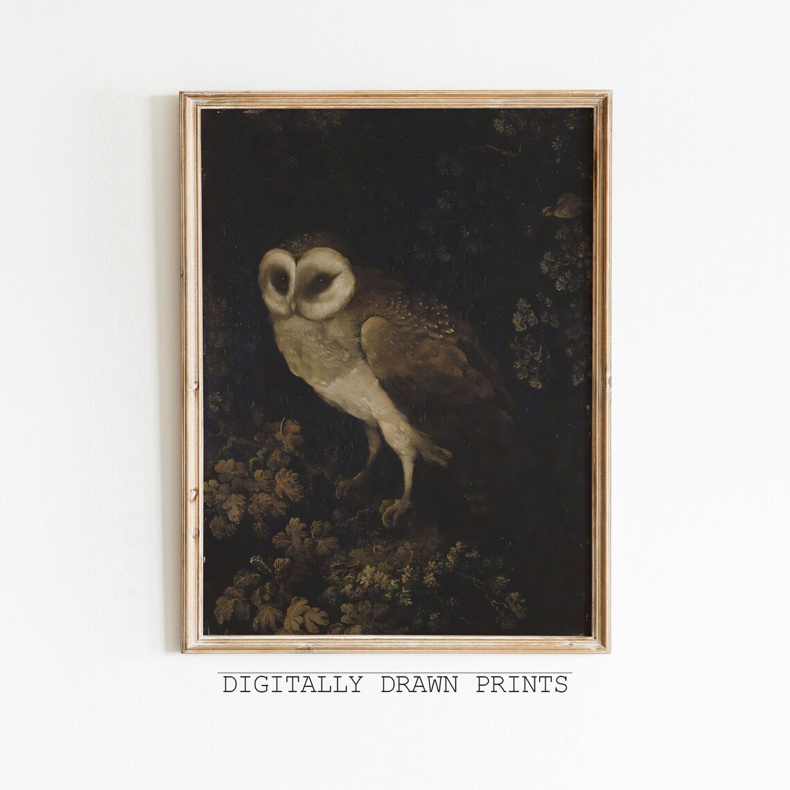 Halloween Antique Owl Painting, Dark Academia Art Print