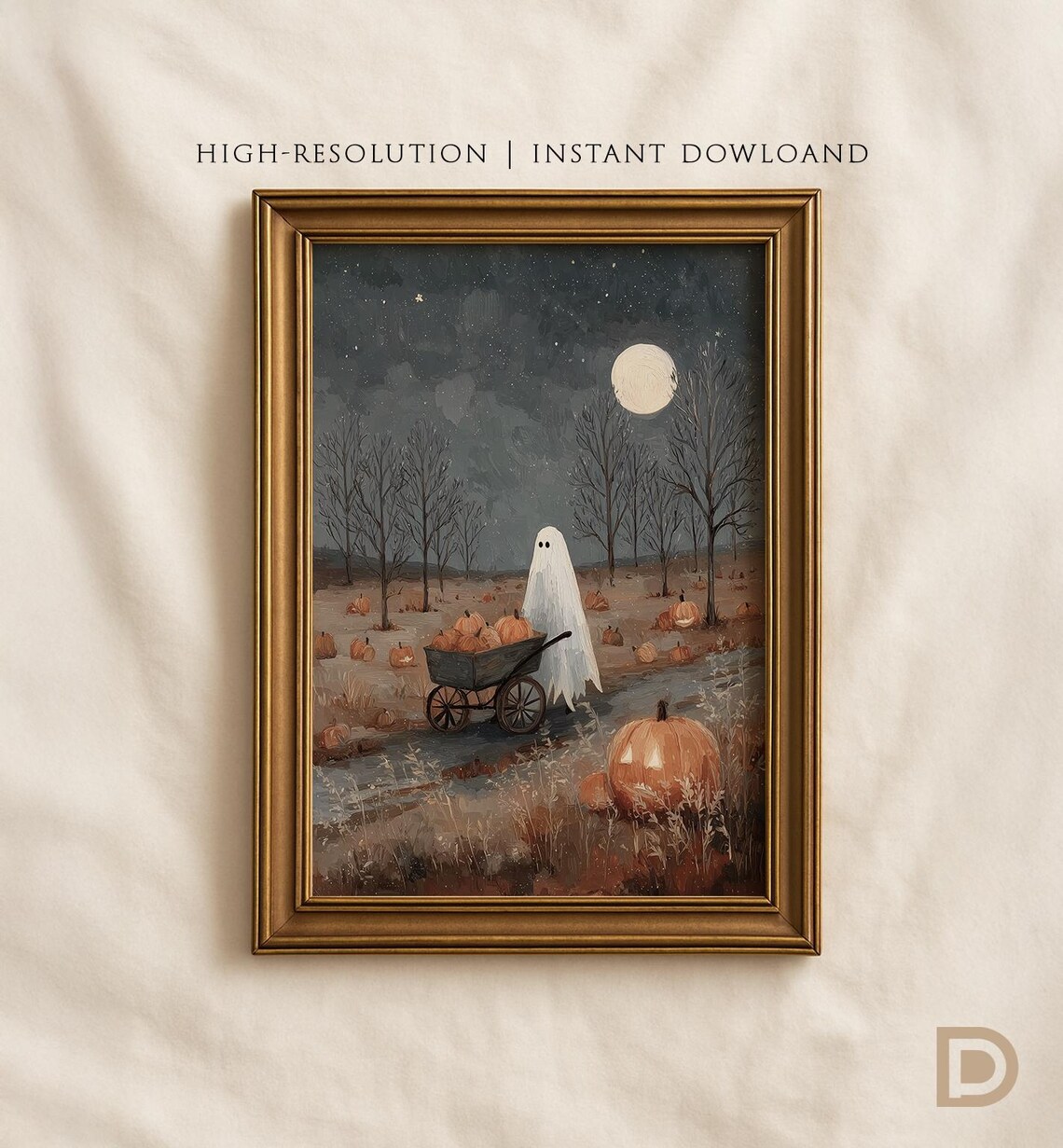 Vintage Halloween Fall Landscape Art Print