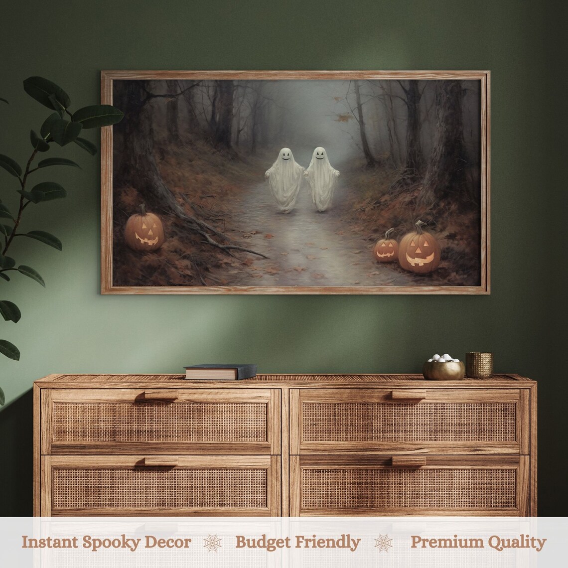 Halloween Ghosts in a Haunted Forest, Vintage Art Print - Image 3