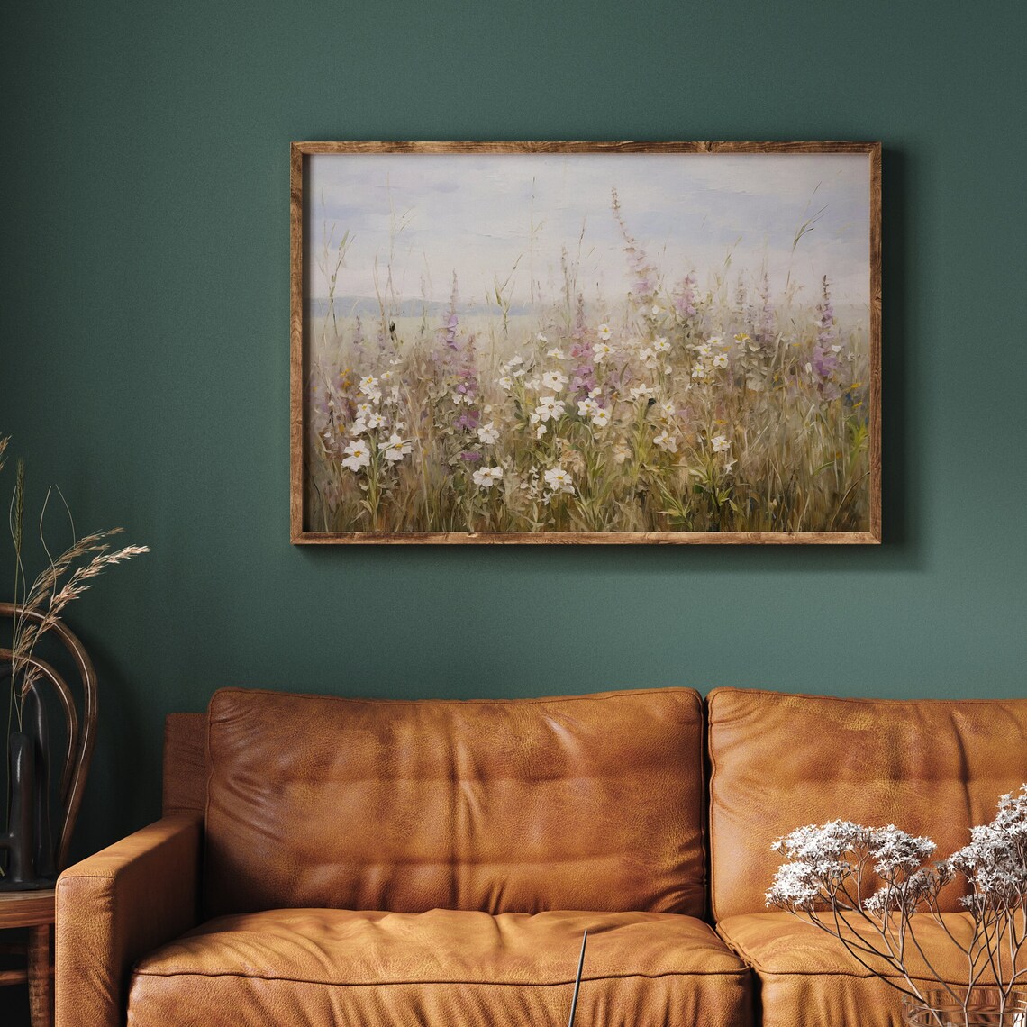 Spring Wildflower Field Vintage Landscape Art Print - Image 4