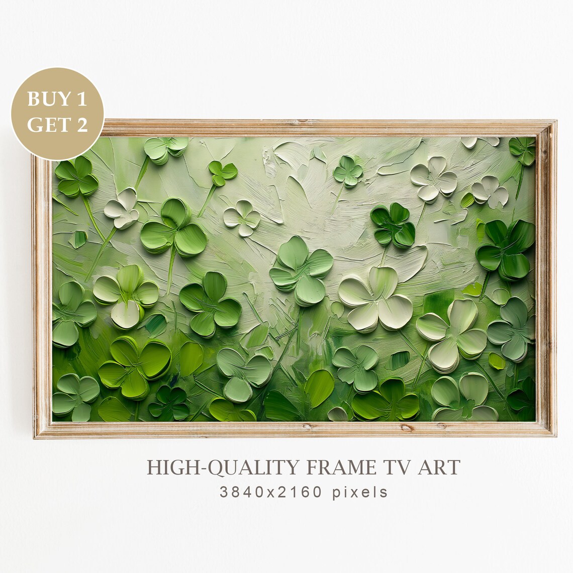 Saint Patrick Abstract Clovers Oil Painting Art Print