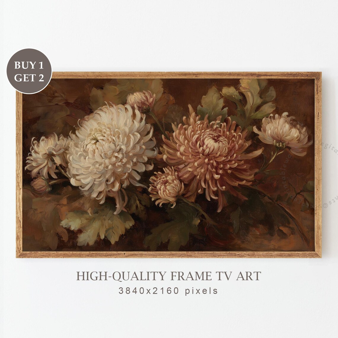 Autumn Chrysanthemums Vintage Fall Floral Art Print