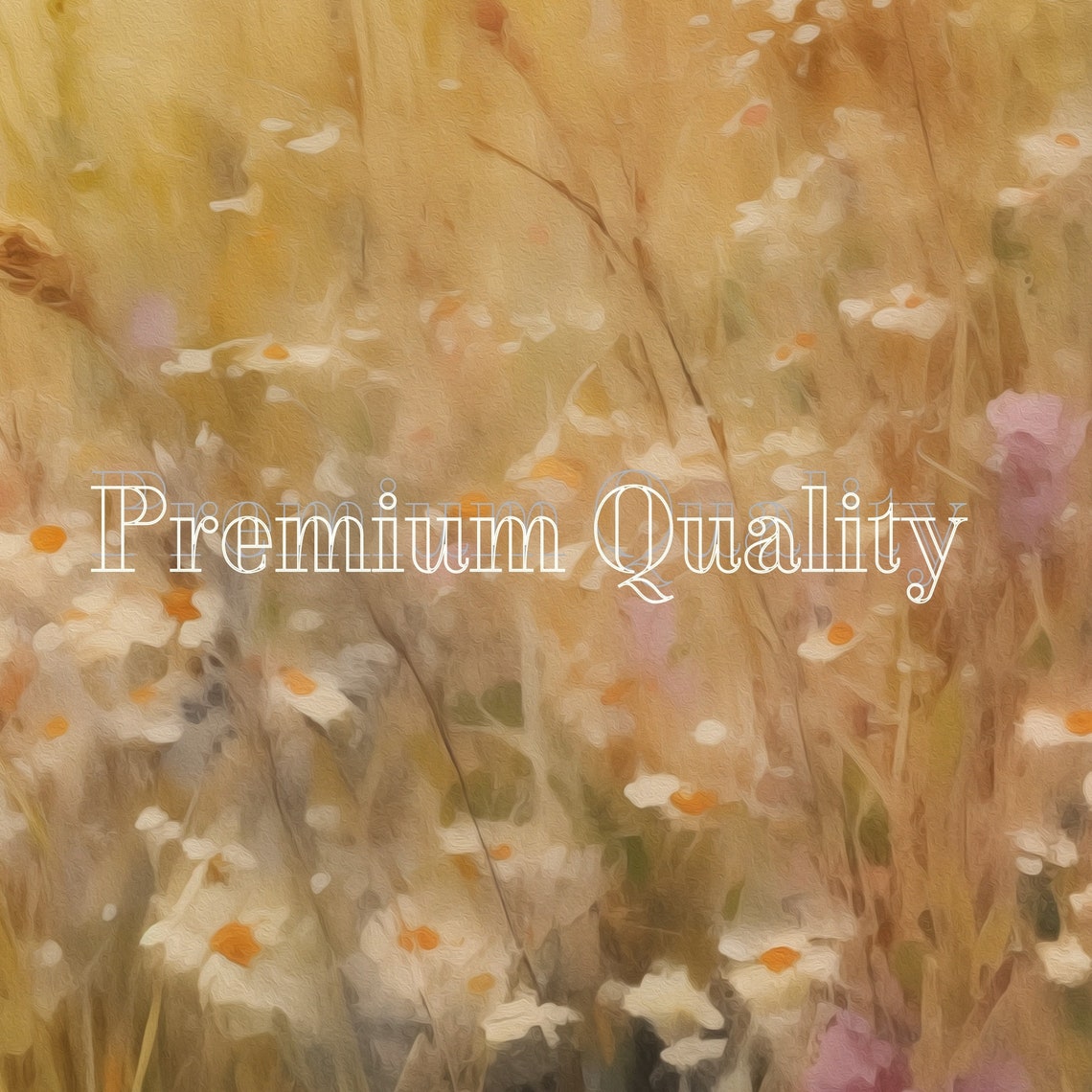 Sunlit Wildflower Meadow Daisies Spring Landscape Golden Art Print - Image 2