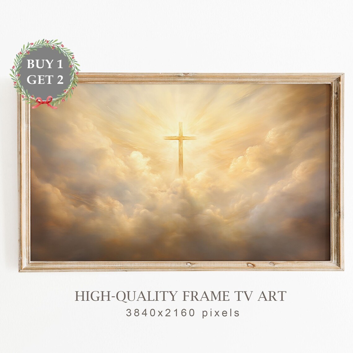 Christmas Christian Cross Holiday Art Print