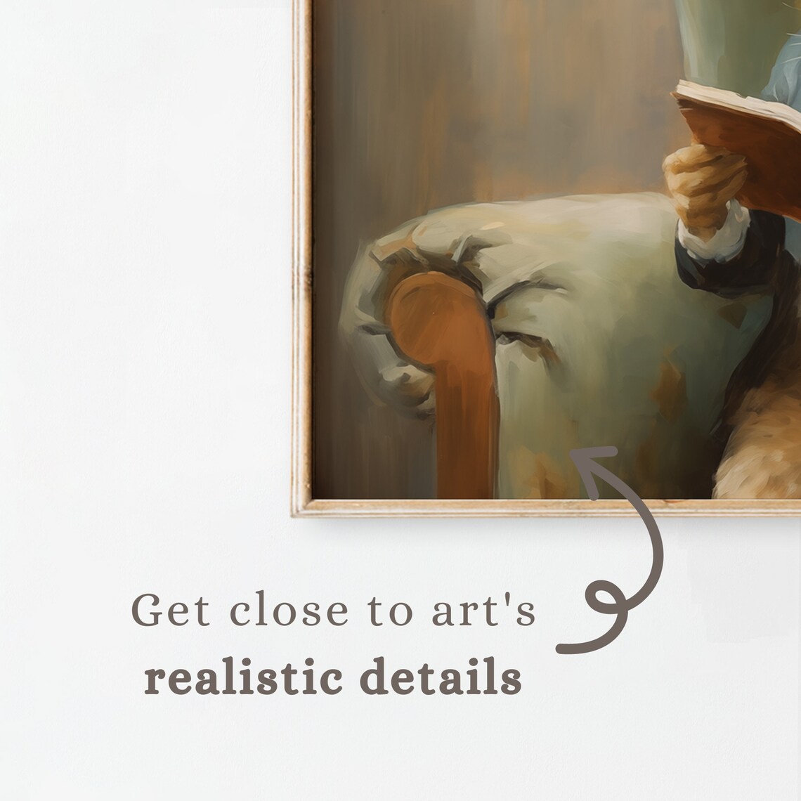 Easter Bunny Reading a Book, Cottagecore Art Print - Image 3