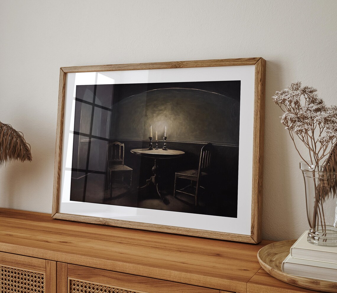 Vintage Moody Home Oil Painting Rustic Wall Art Print - Image 2