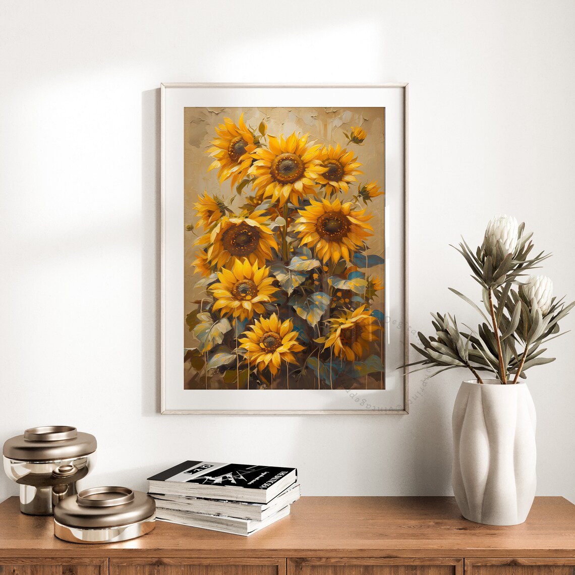 Wildflower Field Landscape, Vintage Floral Farmhouse Decor - Image 2