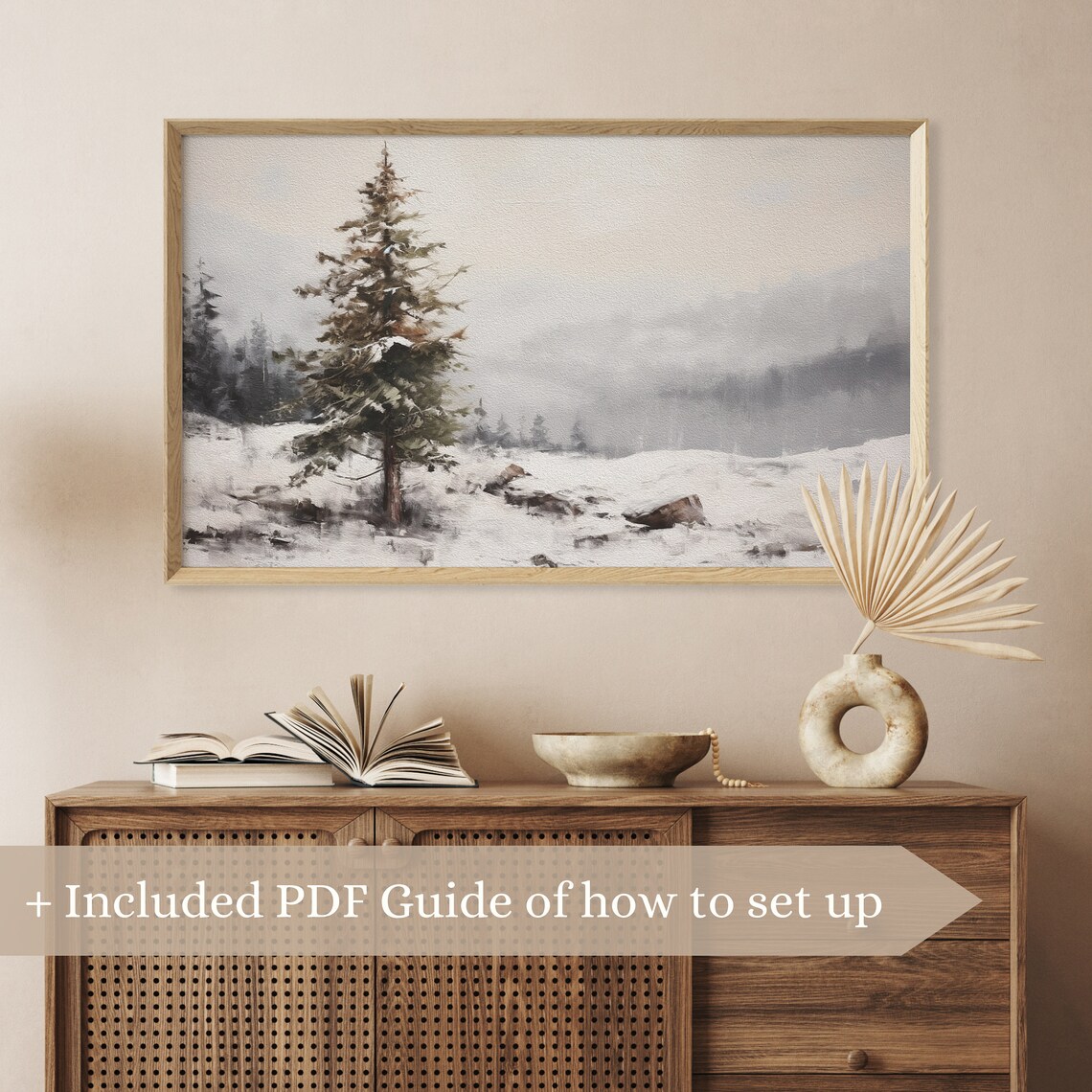 Christmas TV Frame Art, Vintage Winter Landscape - Image 2