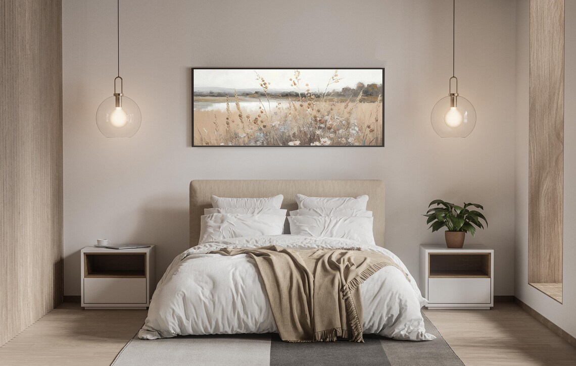 Wildflower Field Vintage Panoramic Landscape Art Print - Image 3