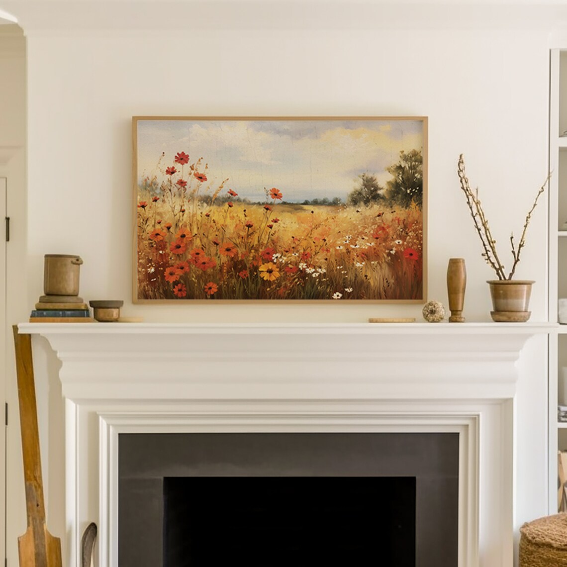 Fall Wildflower Field Vintage Painting Art Print - Image 2