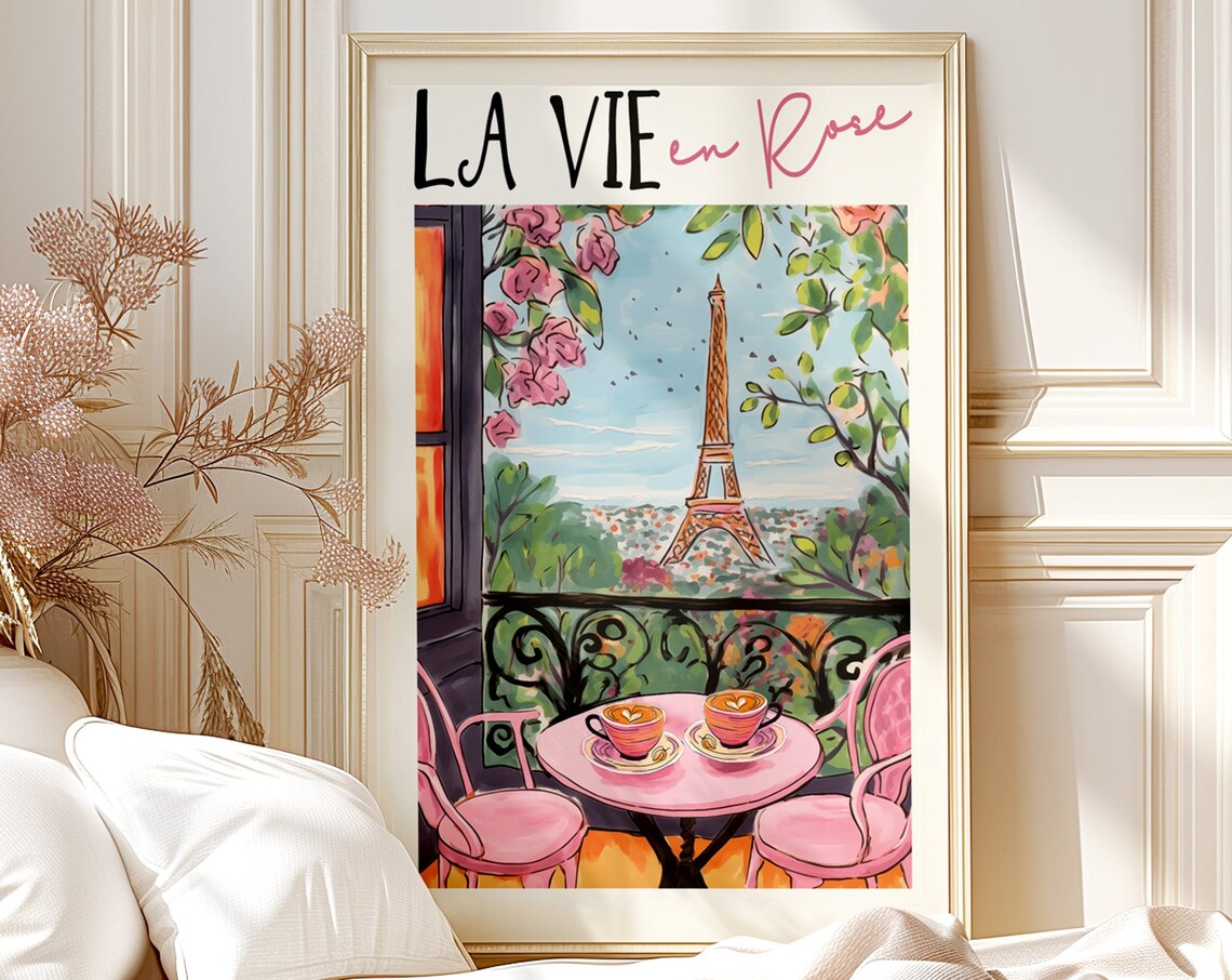 La Vie En Rose French Quote, Paris Travel Poster