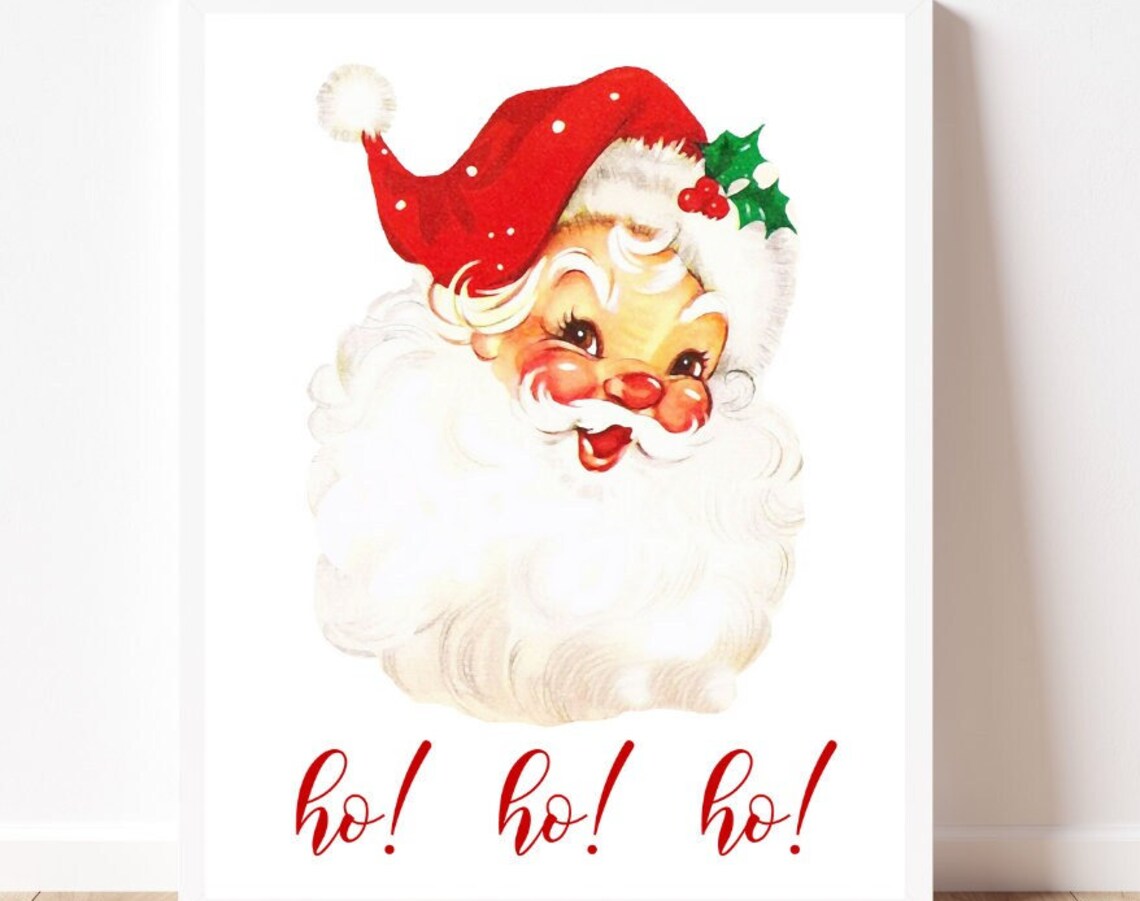 Vintage Santa Ho Ho Ho Retro Christmas Holiday Art Poster For Home