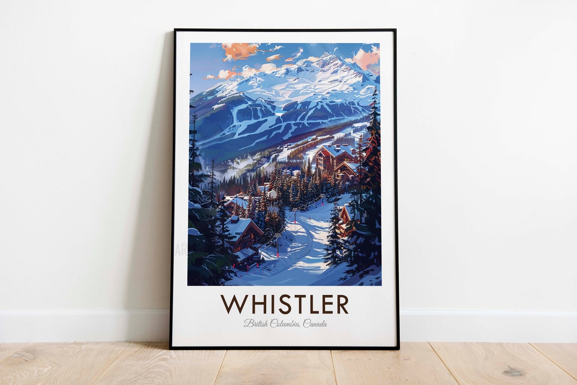 Whistler British Columbia Canada Ski Resort Mountain Slopes Poster - Image 3