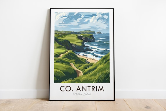 County Antrim Golf Course Northern Ireland Vintage Style Travel Print Wall Art Home Decor Wall Hanging Art Lover Gift Decor