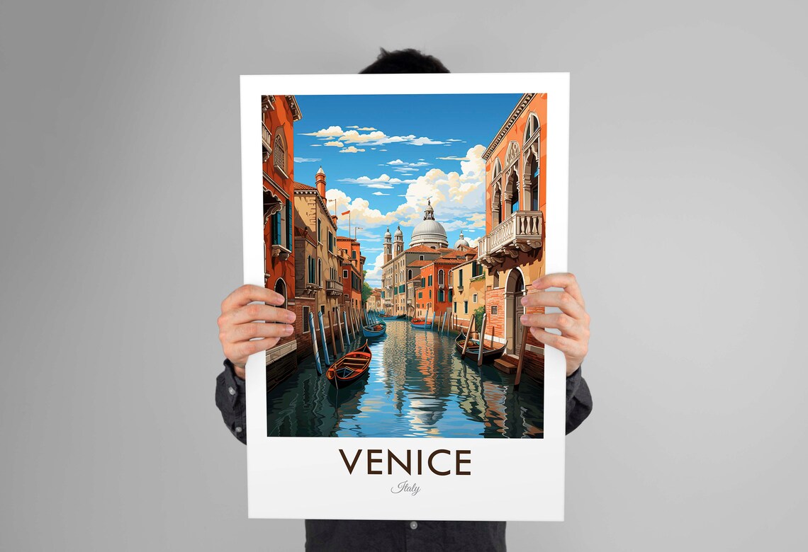 Venice Canals Gondolas Sunset, Vintage Travel Poster - Image 3