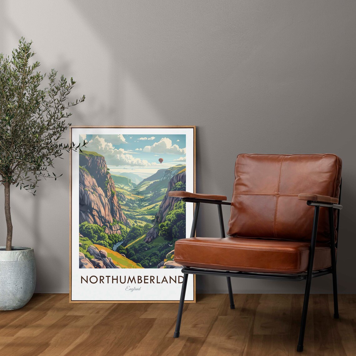 Northumberland England Vintage Green Valley Gorge Scenic Travel Poster - Image 2