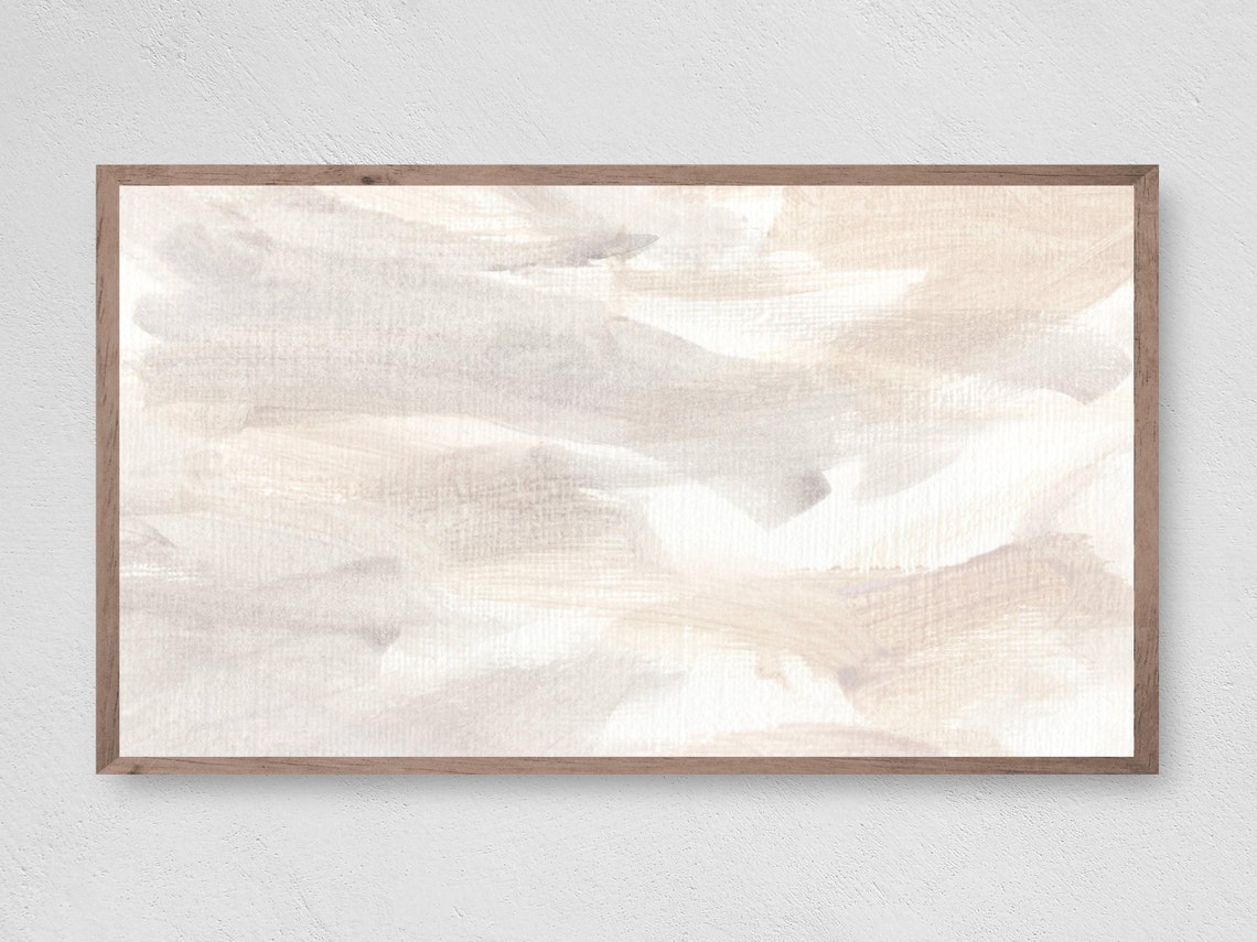 Neutral Beige Abstract Oil Brushstroke Soft Minimalist Wall Art