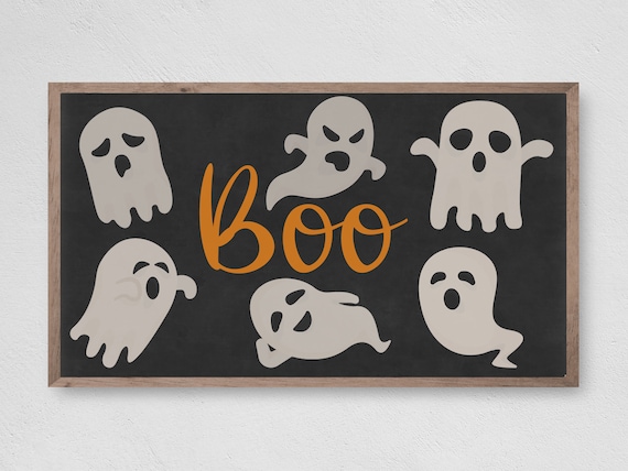 Boo Cute Ghosts Halloween Chalkboard Style Party Decor Poster