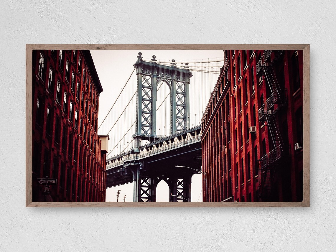 Manhattan Bridge New York Travel Poster, Landmarks