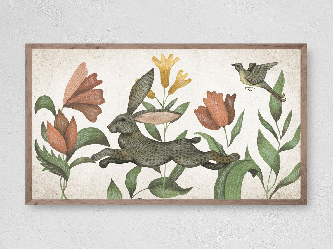 Easter Folk Easter Bunny, Spring Easter Art
