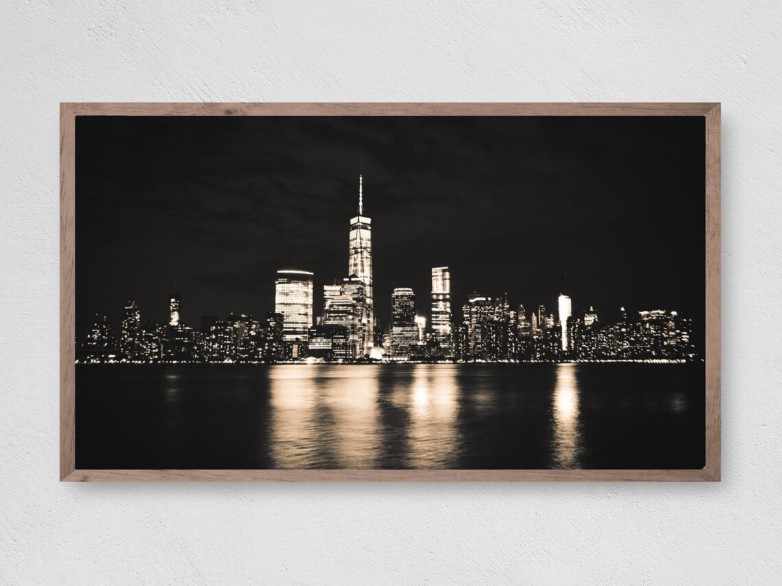 New York At Night Travel Poster, USA Night Scene
