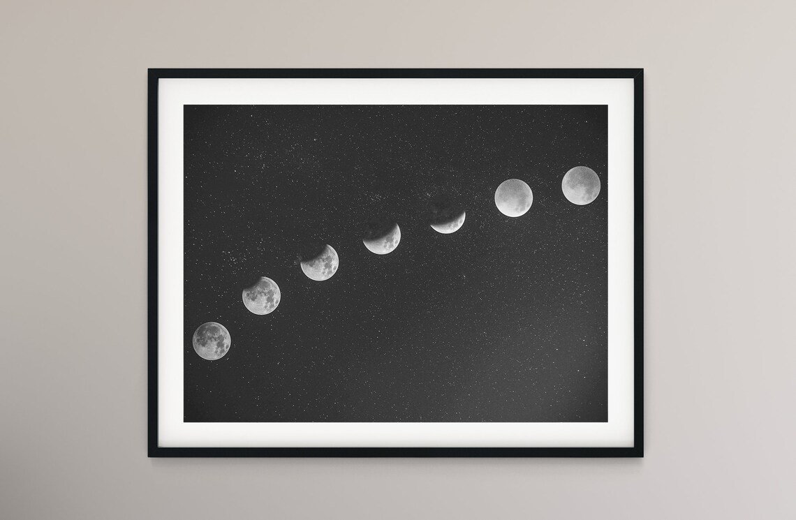 Moon Phase Art Print, Modern Celestial Decor