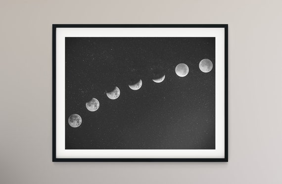 Moon Phase Art Print, Modern Celestial Decor
