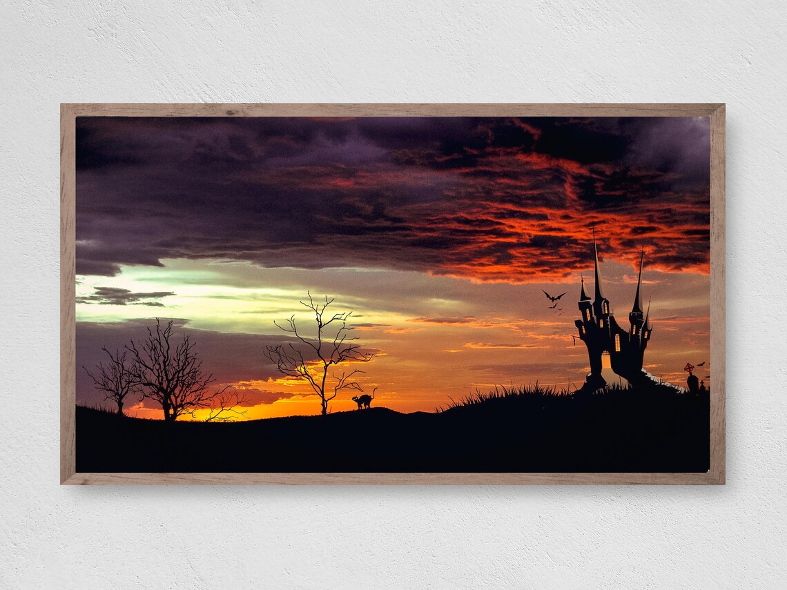 Halloween Sunset Art Print, Seasonal Halloween Decor