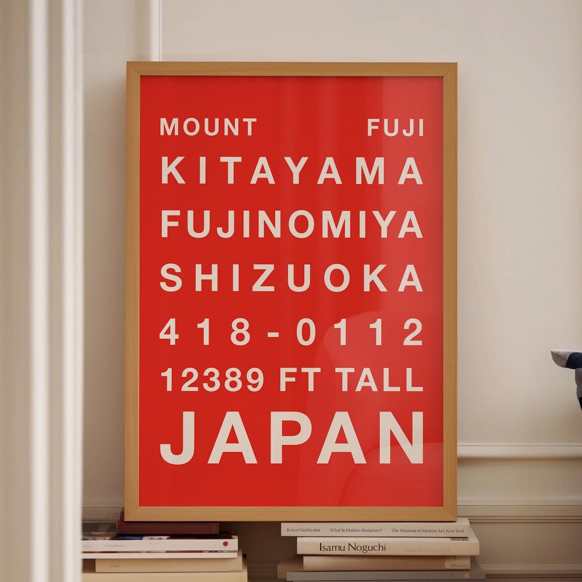 Mount Fuji Japan Vivid Red Bold Typography Shizuoka Travel Poster