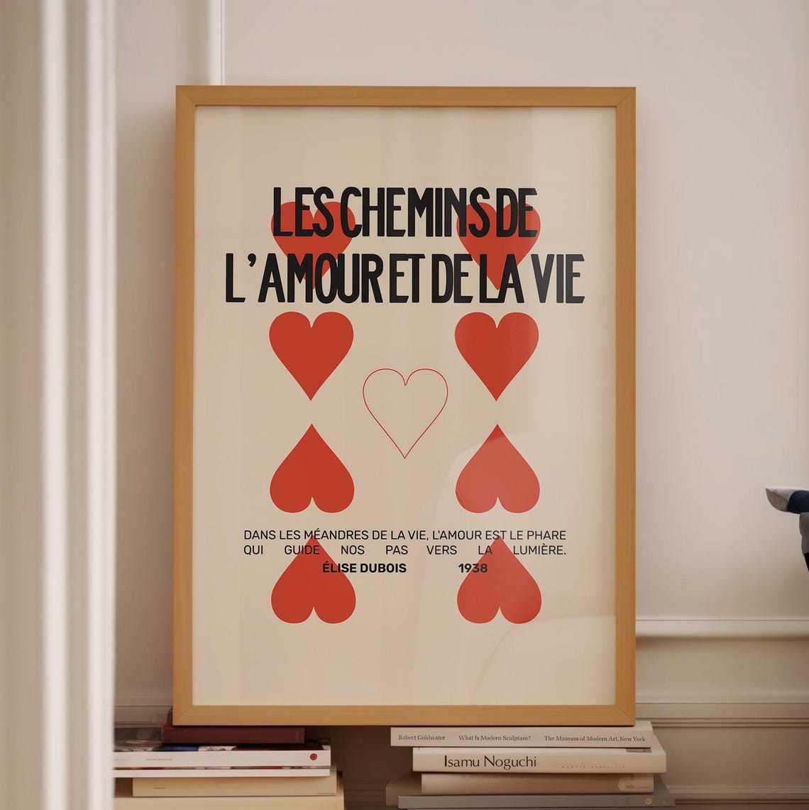 Heart Art Poster French Exhibition Poster Vintage French Film Poster Minimalist Wall Art Red Hearts Poster French Red Print Hearts