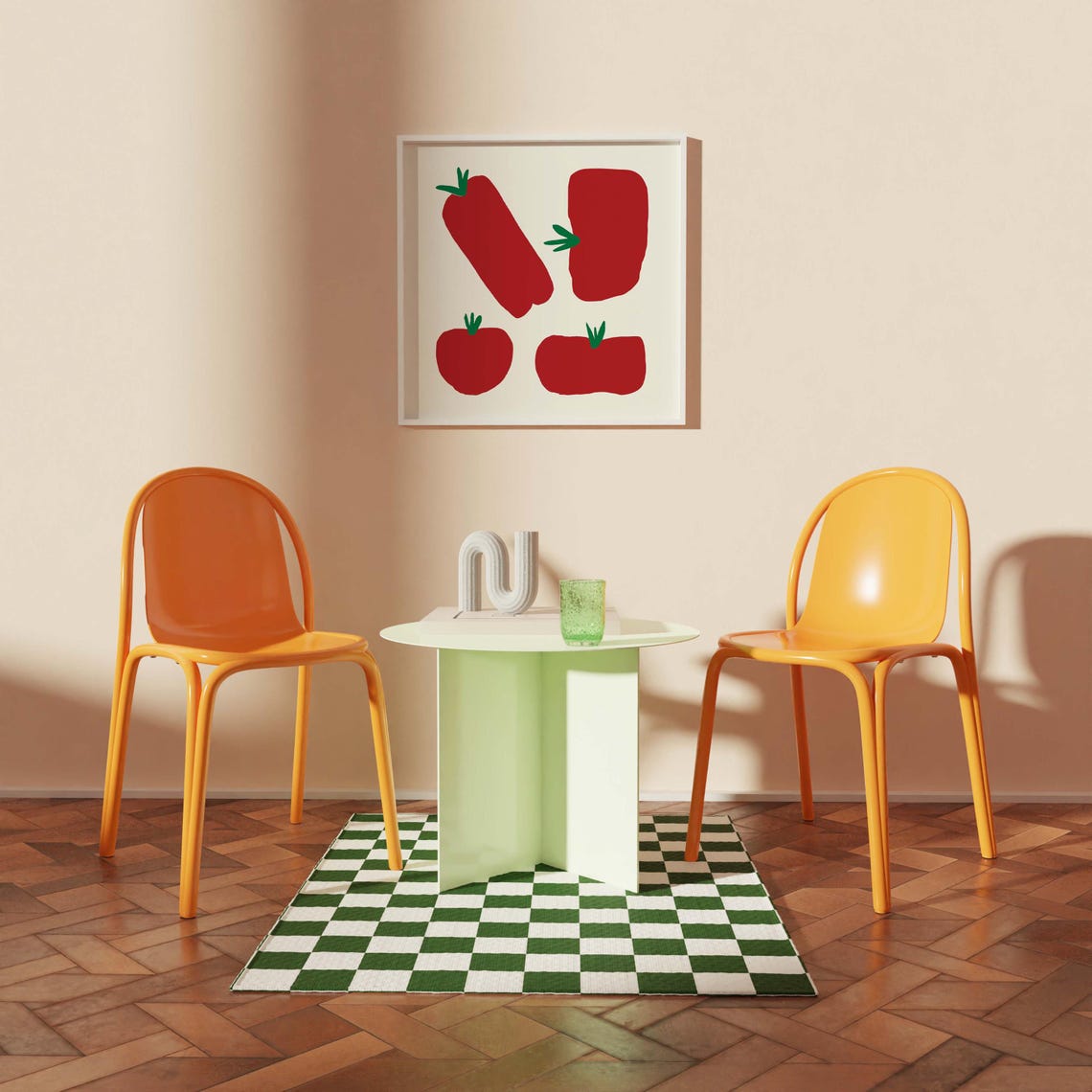 Playful Red Tomato Kitchen Illustration Bold Square Art Poster - Image 2