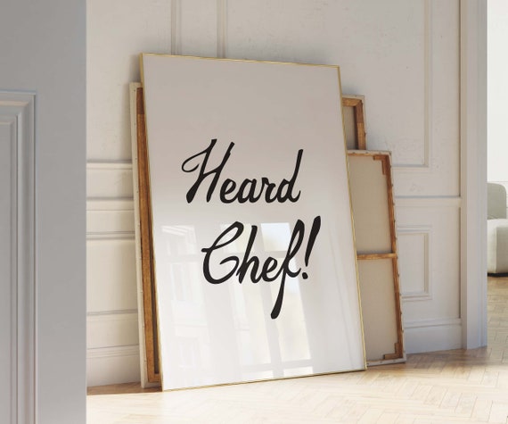 Heard Chef Poster Mid Century Print The Bear Kitchen Wall Art Bon Appetit French Quote Poster Kitchen Print Typography Print