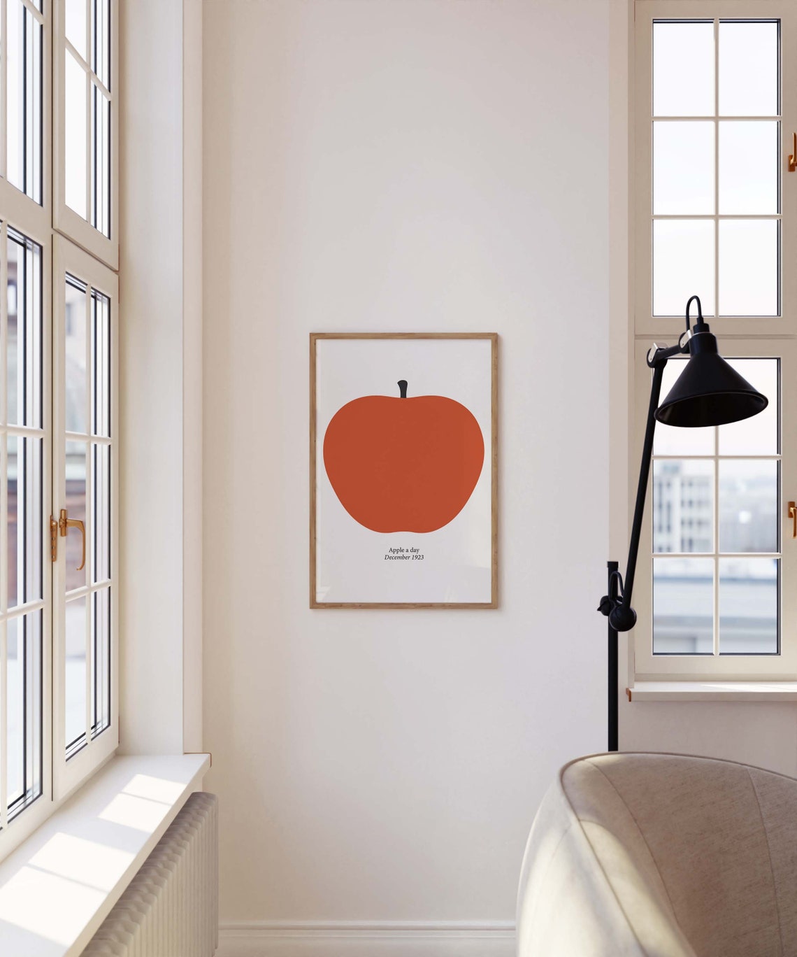 Apple A Day December 1923 Retro Red Fruit Minimalist Large Poster - Image 2