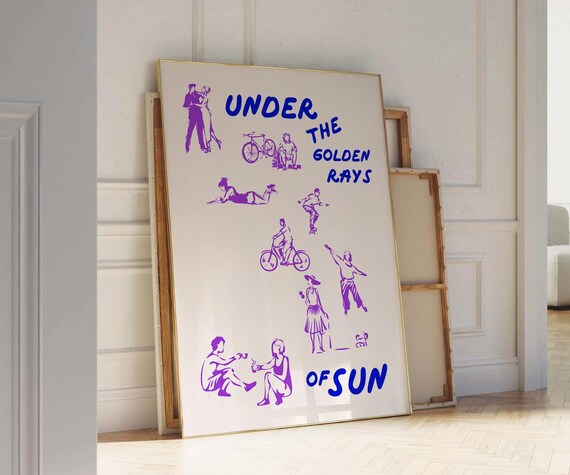 Under The Golden Rays Of Sun Purple Retro Illustration Art Poster
