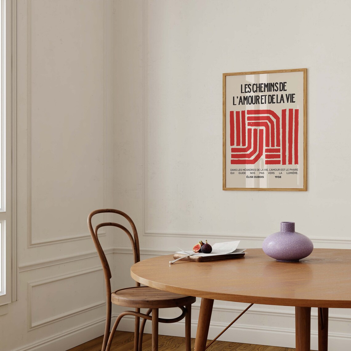 Les Chemins de l'Amour French Red Abstract Typography Art Poster - Image 2