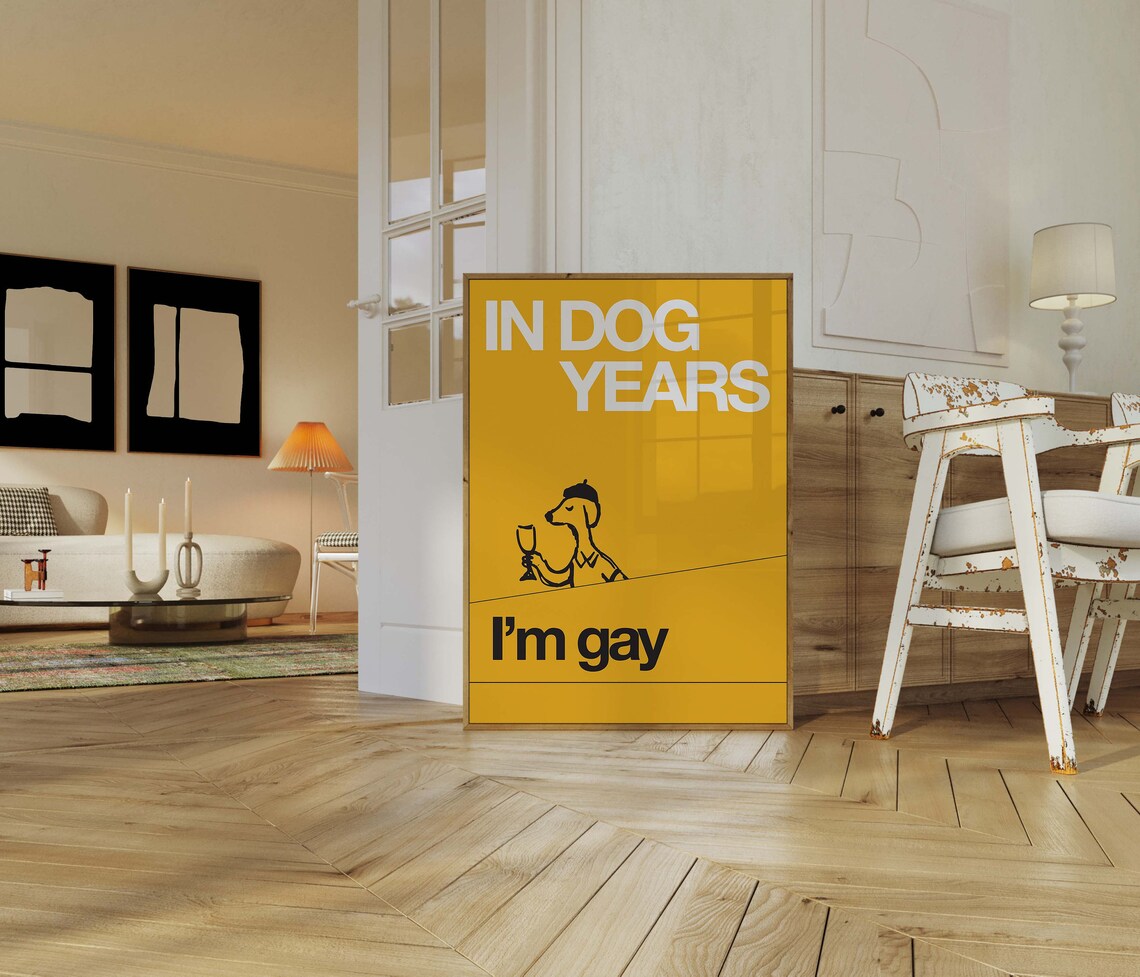 Im Gay Art Queer Art Indie Room Decor Preppy Room Decor Lesbian Art Funny Gay Art Yellow Wall Art Funny Wall Art - Image 2