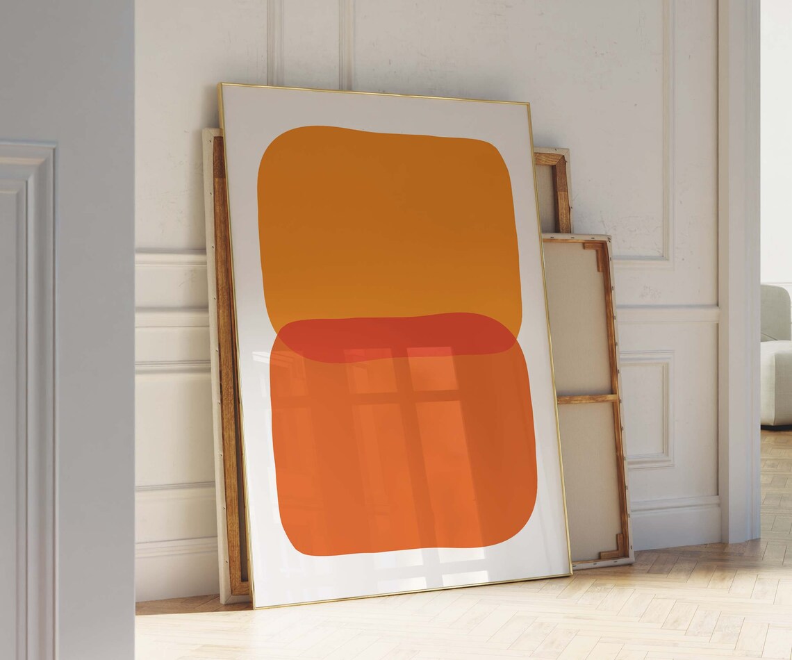 Burnt Orange Terracotta Color Block Mid Century Abstract Art Print