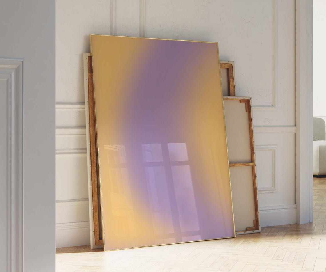 Purple Gold Orange Gradient Aura Diagonal Glow Abstract Art Poster