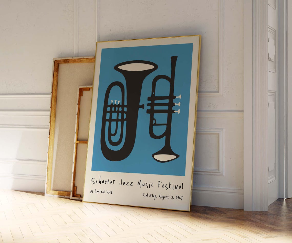 Trendy Blue Poster Jazz Poster Exhibition Wall Art Music Poster Wall Art Retro Music Poster Vintage Music Poster Poster And Print - Image 2