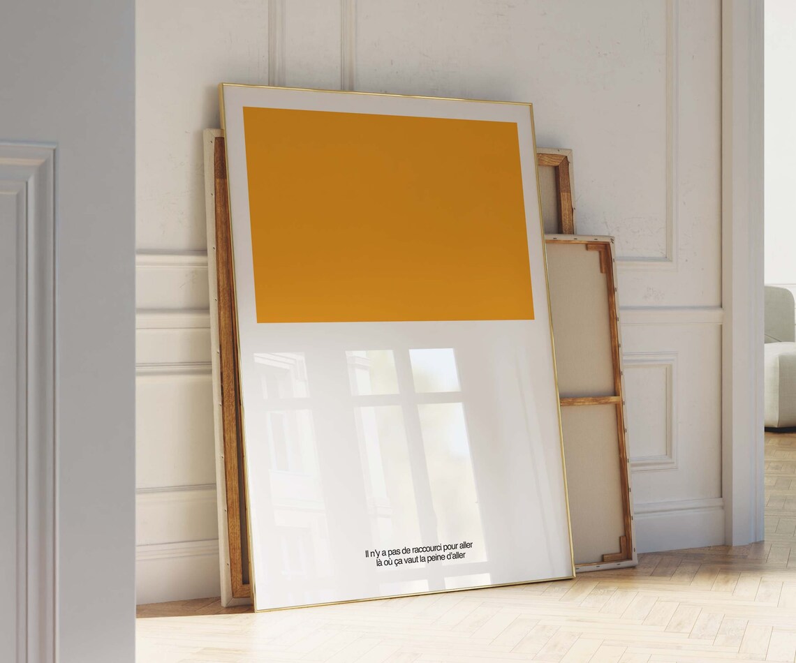 French Quote No Shortcut Minimalist Orange Color Block Art Poster